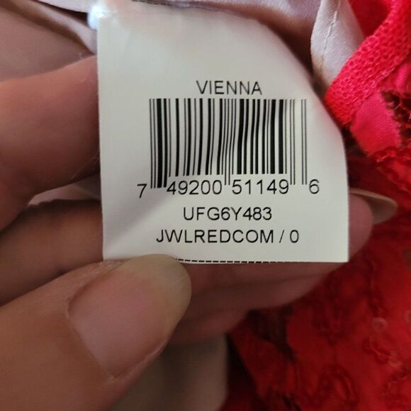 BCBGMaxAzria Dress Vienna Formal Convertible Fit Flare Mini Sequin Netted Red 0 - Picture 16 of 17